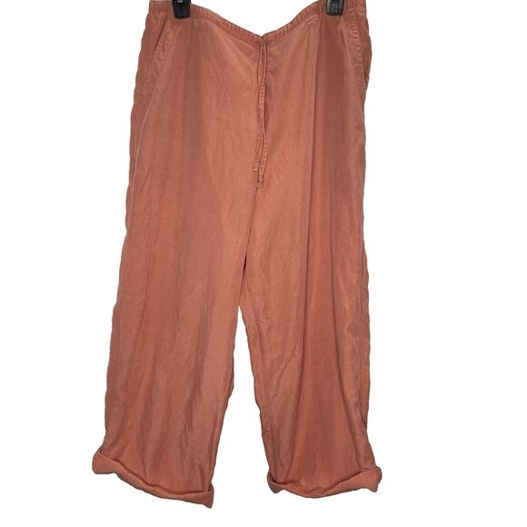 TOMMY BAHAMA Pants Linen Blend Convertible Cropped Wide Leg Womens 14 Coral - Picture 3 of 13